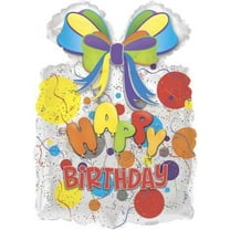PMU Birthday Gift W/Balloons Shape (18.5In. X 25In. Mylar) Pkg/1
