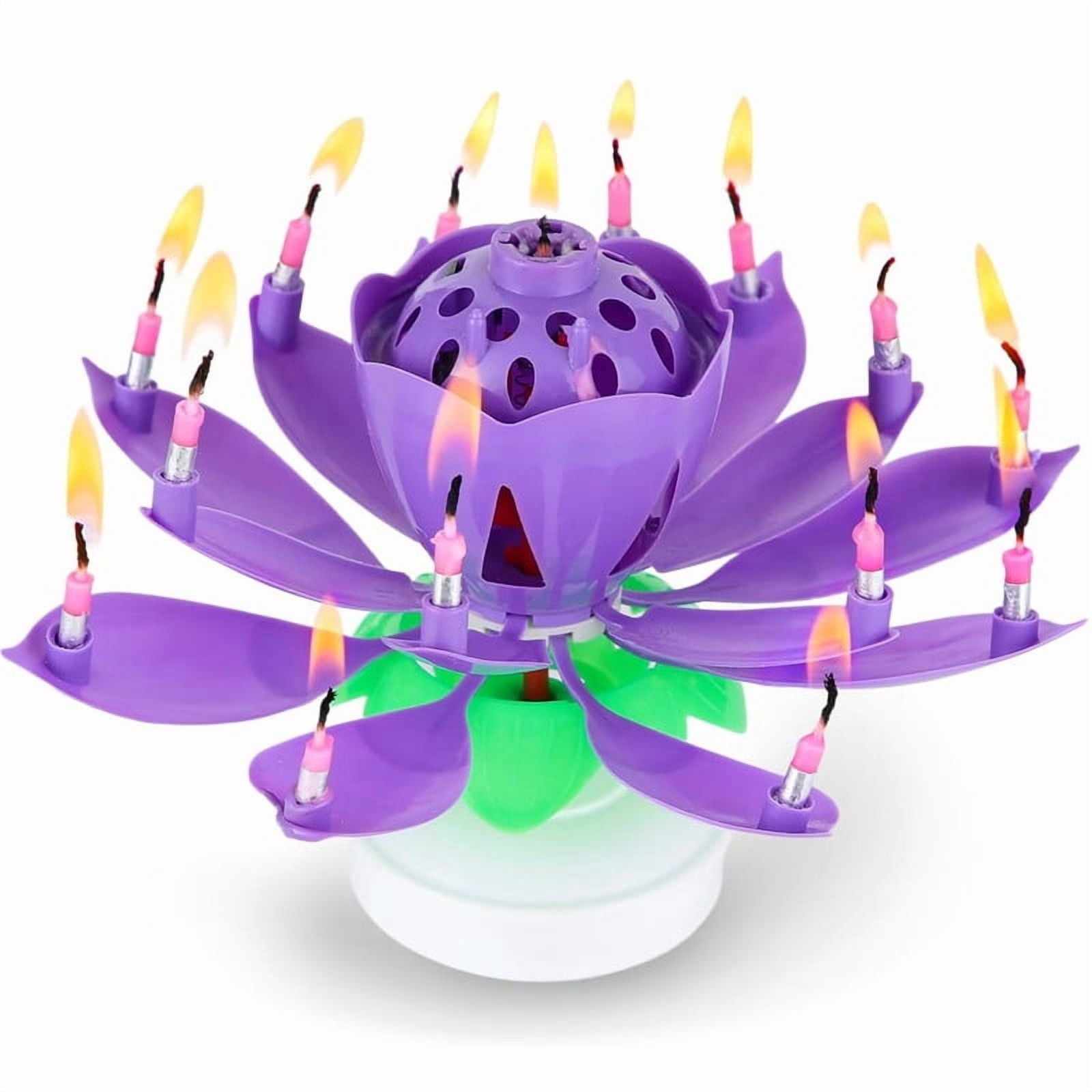 PMU Birthdays Lotus Flower Musical Birthday Candle Spinning Birthday ...