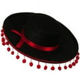 thumbnail image 1 of PMU Black Felt Spanish Hat w/ Red Pom Poms Pkg/6, 1 of 2