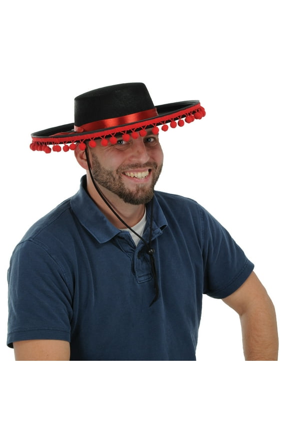 Black Felt Spanish Pom Pom Hat Pkg/1