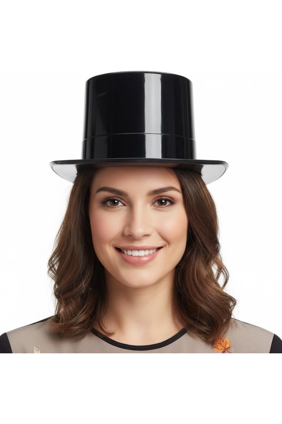 Black Plastic Top Hat, Party Accessory Pack of 1