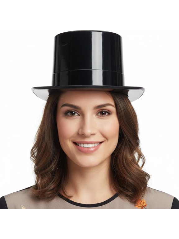 Black Plastic Top Hat, Party Accessory Pack of 1