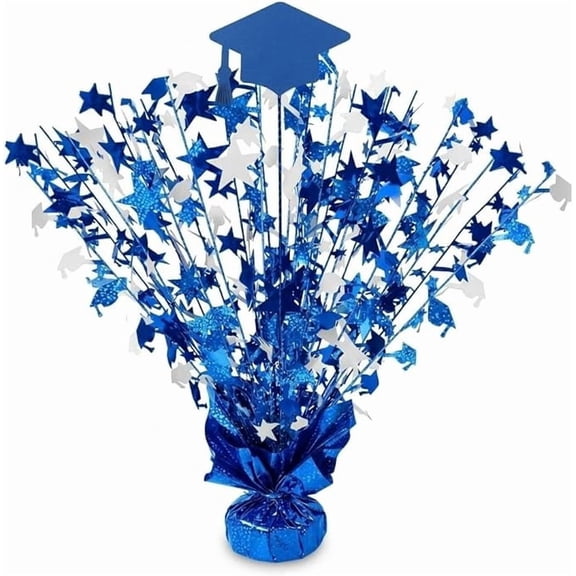 PMU Graduation Centerpieces for Table 2026, Blue and White w/ Blue Base Graduation Table Decorations, Grad Balloon Weight Centerpiece, Grad Party Decor 15in / 7.34cm