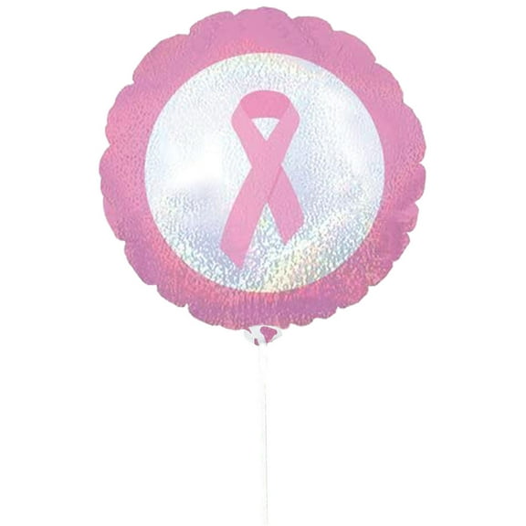 PMU Breast Cancer Dazzeloons 9-Inch Pre-Inflated with Stick (Pink Ribbon) Mylar Balloon Pkg/3