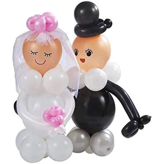 PMU Bride and Groom Professional DIY Balloon Kit Engagement, Just Married, Twisting Balloons, Wedding Day, Engagement, Just Married (1/Set) Pkg/1