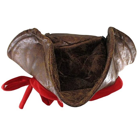 PMU Caribbean Pirate Costume Tri-Corner Distressed Brown Hat - Costume Accessory, Pack of 1