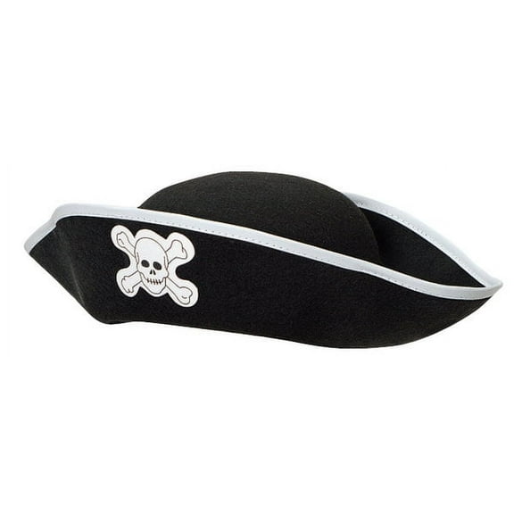 PMU Childs Felt Pirate Hat with White Trim, Skull and Crossbones Pkg/1