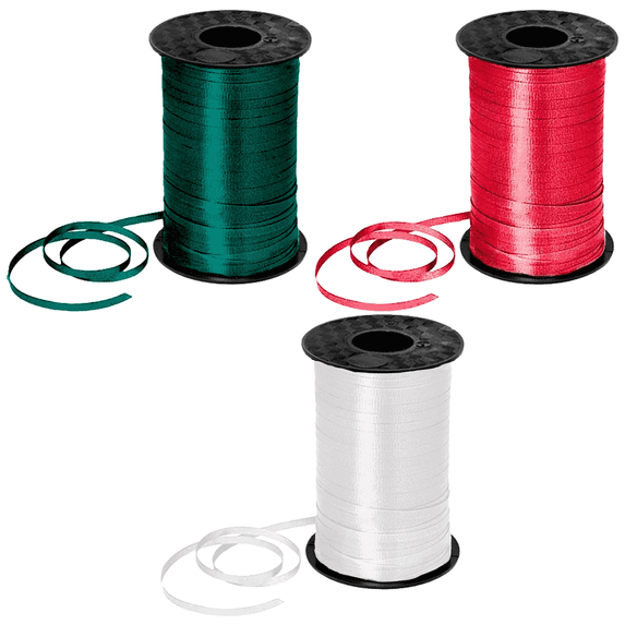 PMU 4500 FT 3 Pack Christmas Curling Ribbon Rolls Hunter Green, Red & White; Holiday Party Crafts Supplies Birthday Party Festival Art Craft & Christmas Décor 3/16" X 500 Yards