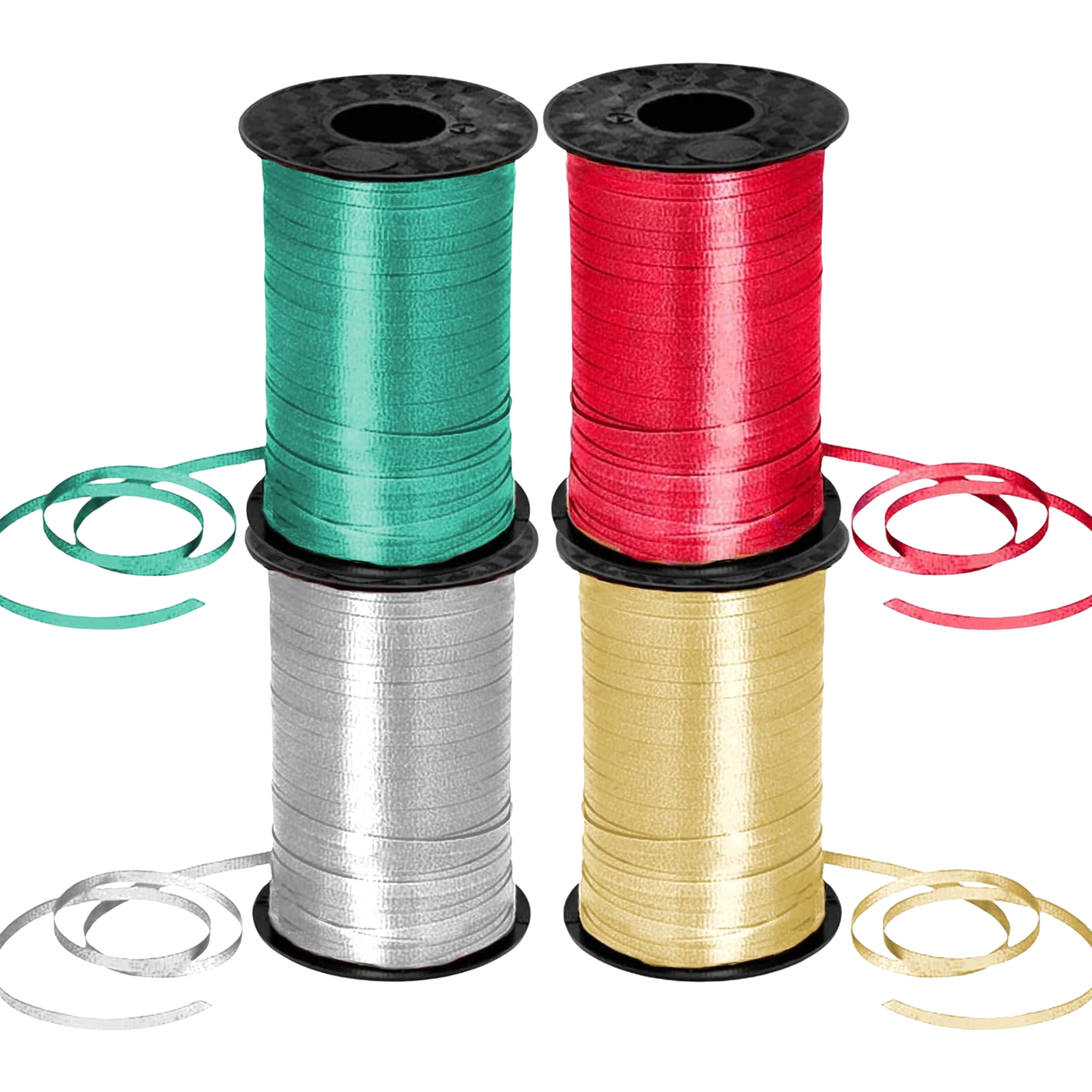 PMU Christmas Curling Ribbon Assortment Pack of 4 Rolls Emerald Green ...