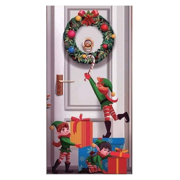 PMU Christmas Elves Door Cover 30" x 60" Pkg/1