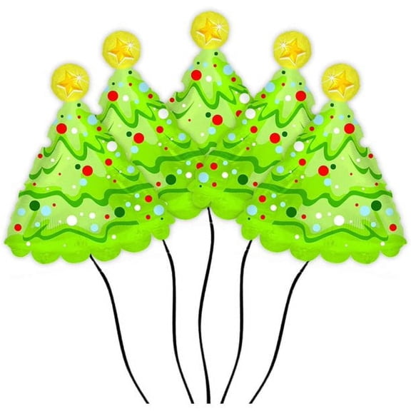 PMU Christmas Holiday Tree 30 Inch Mylar-Foil Balloon Pkg/5