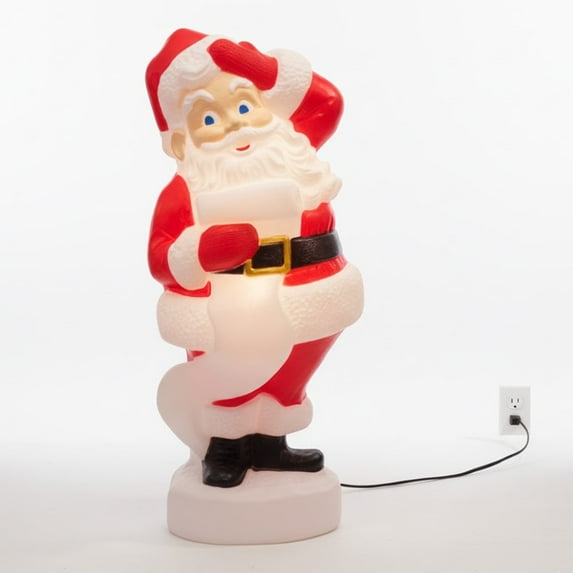PMU Christmas Light-Up Santa Claus - Large Blow Mold Plastic Statue with 6' Cord and Light - Perfect for Home, Yard, Garden Indoor and Outdoor Decoration - 43 Inch Santa Claus