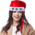 thumbnail image 1 of PMU Christmas Oversized Velvet Light-up Red and White Santa Hat Christmas Celebration Costume Party Accessories Costume Props and Party Supplies for Plays, Festivals, Photo Shoots (6/Pkg) Pkg/1, 1 of 7