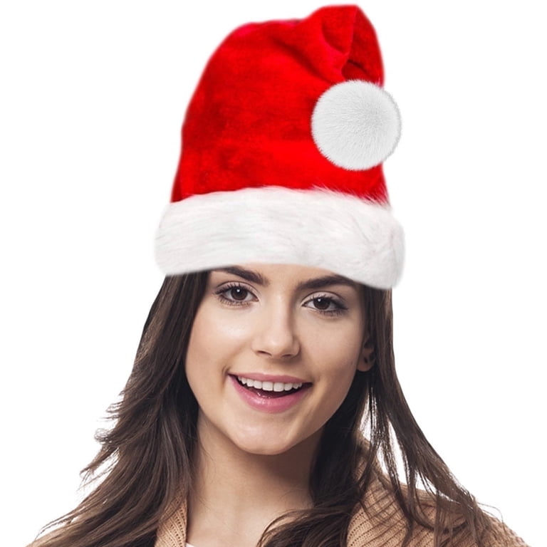 Women Red Deluxe Christmas Santa Hats Red Santa Hats – Windy City Novelties main image 4