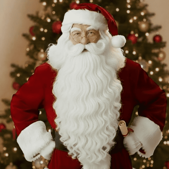 PMU Christmas Santa White Wig and Extra Long 28in Beard 1 Set for Men - Christmas Costume Accessories - Plays, Festivals, Props & Party Supplies - White