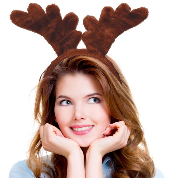 PMU Christmas Soft-Touch Reindeer Antlers Headband Brown Christmas Celebration Costume Party Accessories Props and Party Supplies for Plays, Festivals, Photo Shoots (1/Pkg) Pkg/1