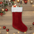 thumbnail image 1 of PMU Christmas Velvet Plush 1 Pc Red and White Stocking, 1 of 6