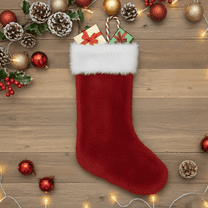 PMU Christmas Velvet Plush 1 Pc Red and White Stocking