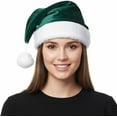 thumbnail image 1 of PMU Christmas Velvet Plush Professional Quality Santa Hat Green, Christmas Hats for Adults, Kids, Funny Headwear and Caps Costume, Party Accessories, Supplies for Plays, Photo Shoots (1/Pkg) Pkg/1, 1 of 7