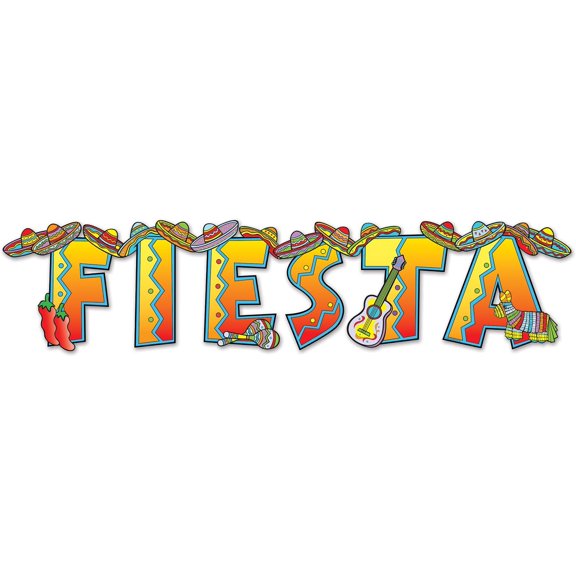 PMU Cinco de Mayo "FIESTA" Streamer 8in x 35in Hanging Party Accessory Decoration (1/pkg)Pkg/1
