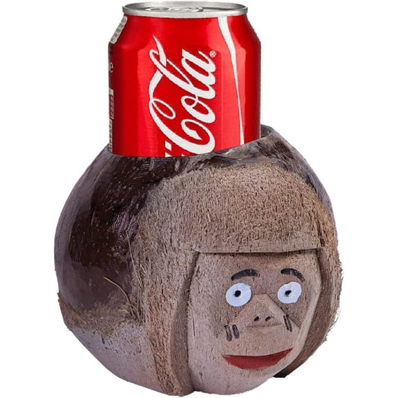 PMU Coconut Shell Cup Holder Monkey Face Can Holder - Luau/Hawaiian Party Accessories - Perfect for Beach Themed Party Favors Pkg/1