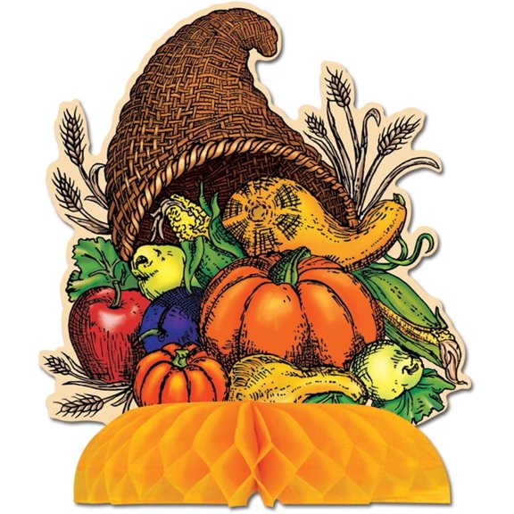 PMU Thanksgiving Cornucopia 9 inch Centerpiece Thanksgiving Decoration Thanksgiving Party Events Accessory (1/Pkg) Pkg/1