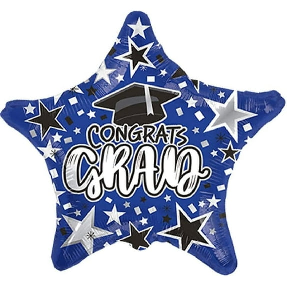 PMU Graduation Congrats Grad Star Blue 18 Inch Mylar Balloon Pkg/5