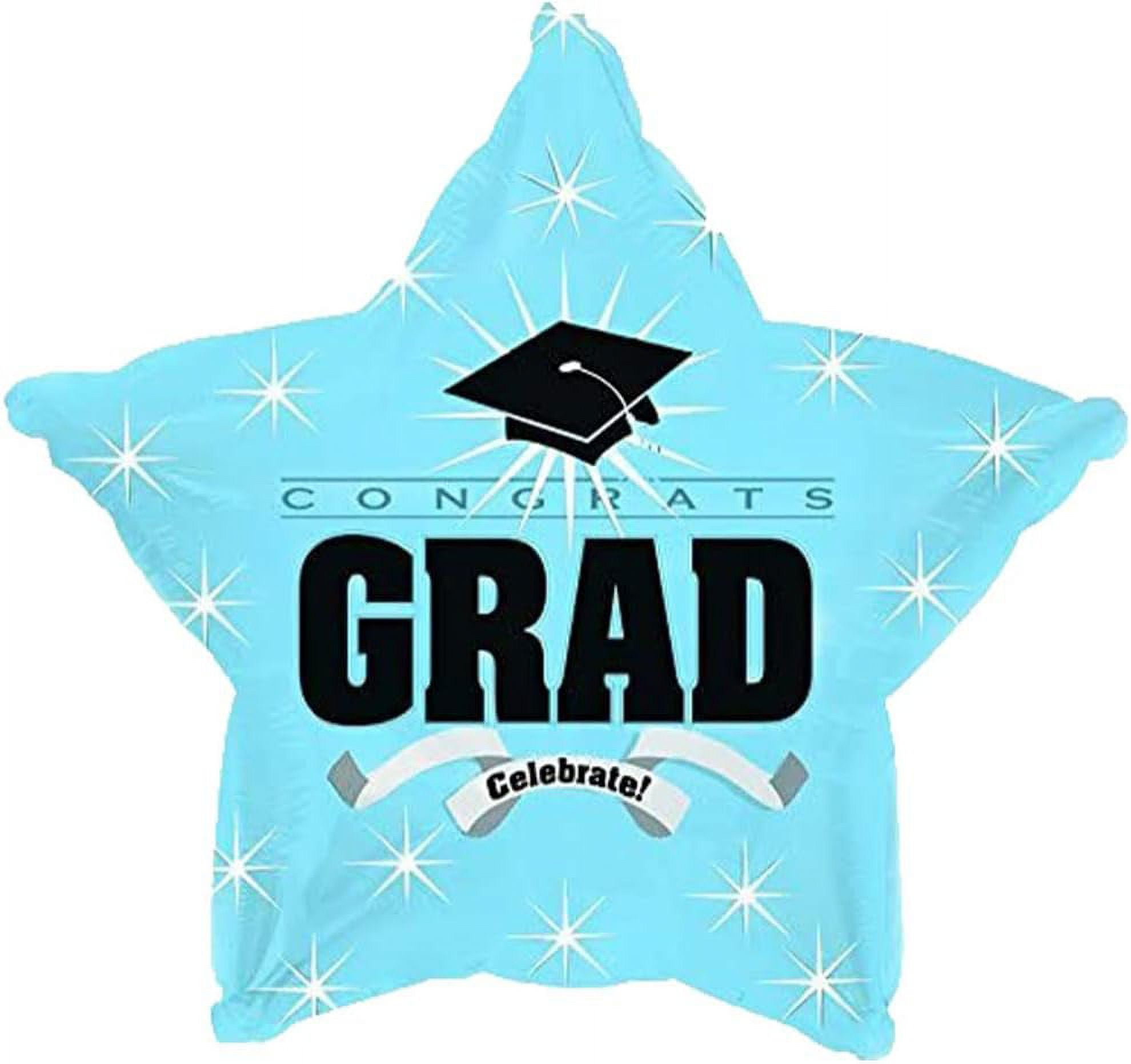 PMU Grad Congrats Star 18in Mylar Balloon Light Blue Pkg/1