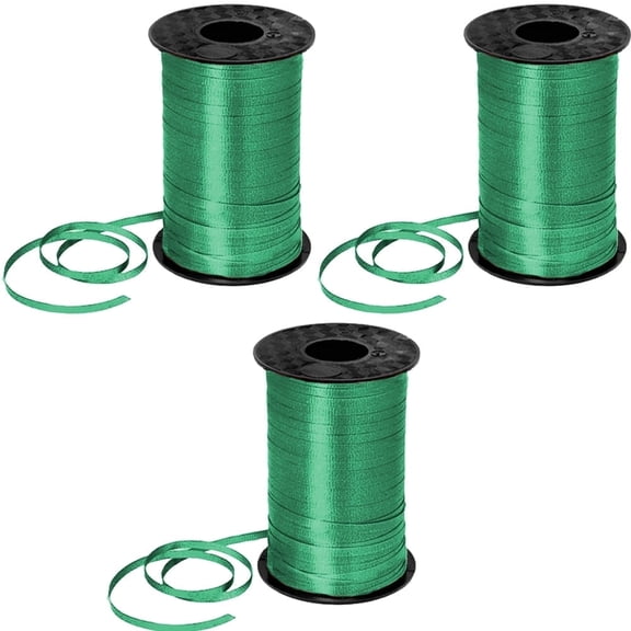 PMU 1500 Yards x 3/16in Emerald Green Crimped Curling Ribbon String for Gift Wrapping Ribbon Balloon String Birthday Celebration Party Presents Decor Festival Art Craft Accessories(3-500 Yard Rolls)