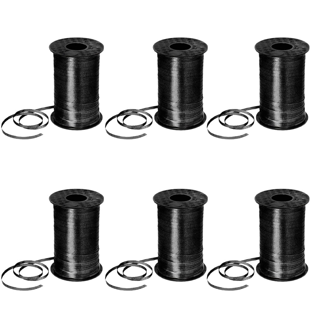 PMU 3000 Yards x 3/16in Black Crimped Curling Ribbon String for Gift Wrapping Ribbon Balloon String Birthday Celebration Party Presents Decor, Festival Art Craft Accessories (6-500 Yard Rolls)