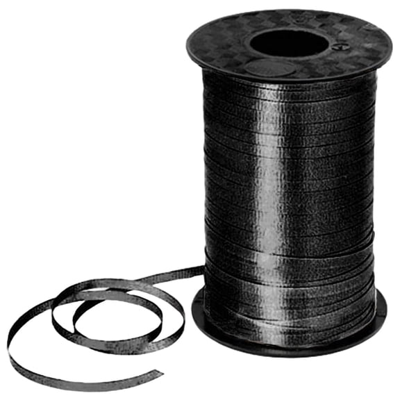 PMU Curling Ribbon - Crimped Texture Curling Ribbons for Gift Box Wrapping, Florist Flowers, Birthday Party Decorations, Festival Art Craft & Christmas Décor - Black 3/16 Inch X 500 Yards, Pkg/1