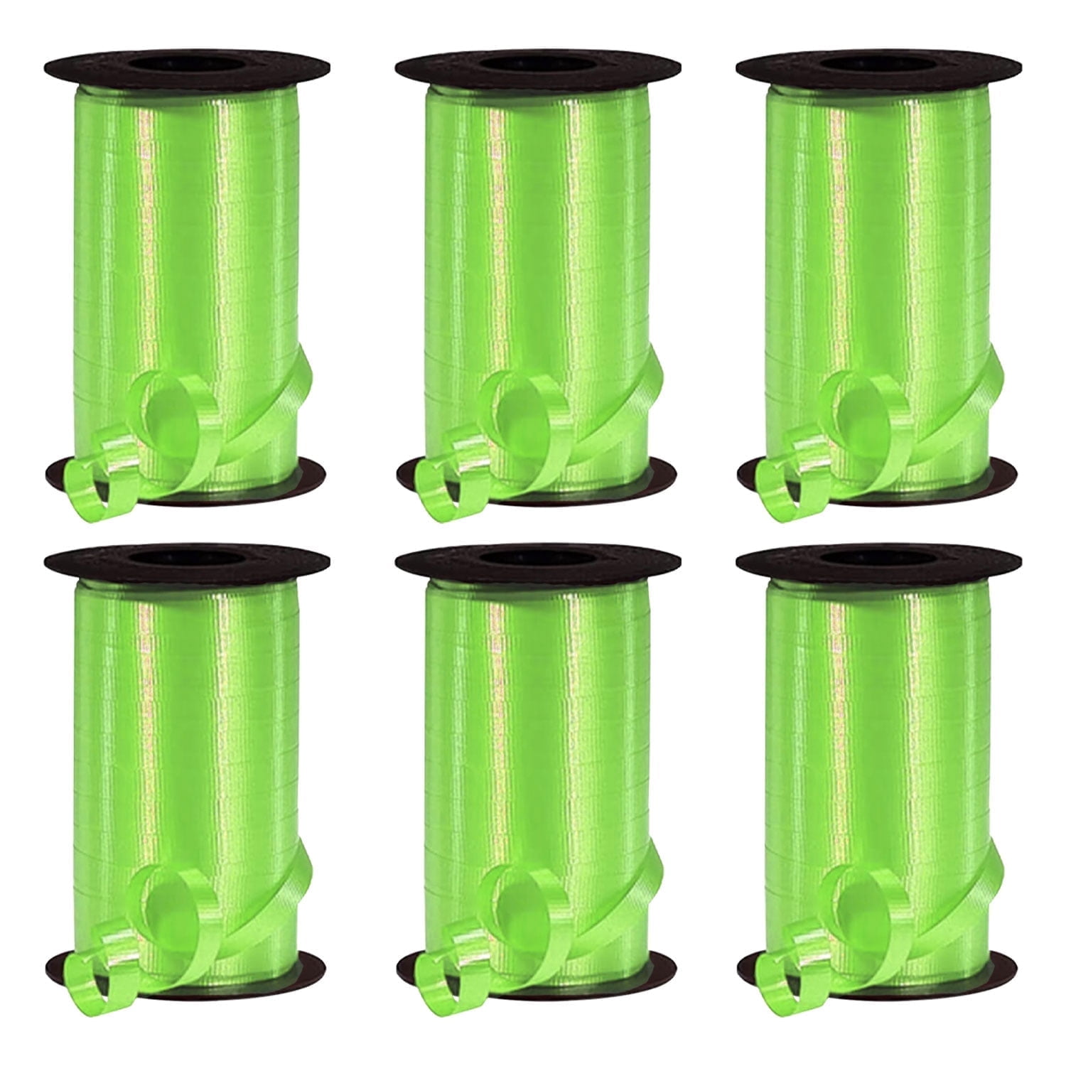 PMU 1500 Yards x 3/8in Lime Green Crimped Curling Ribbon String for Gift Wrapping Ribbon Balloon String Birthday Celebration Party Presents Decor, Festival Art Craft Accessories (6-250 Yard Rolls)