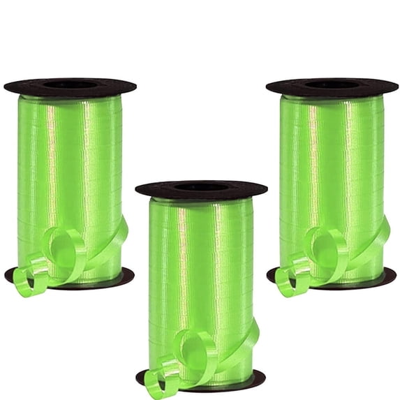 PMU 3 Pcs Curling Ribbon Citrus Green - Crimped Texture Curling Ribbons for Gift Box Wrapping, Florist Flowers, Birthday Party Decorations, Festival Art Craft & Christmas Décor - 3/8 Inch X 250 Yards