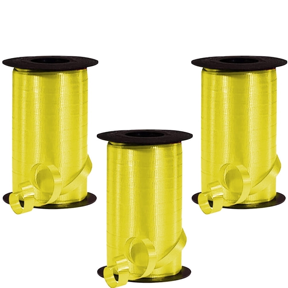 PMU 750 Yards x 3/8in Daffodil Crimped Curling Ribbon String for Gift Wrapping Ribbon Balloon String Birthday Celebration Party Presents Decor, Festival Art Craft Accessories (3-250 Yard Rolls)