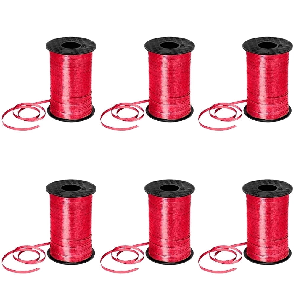 PMU 3000 Yards x 3/16in Red Crimped Curling Ribbon String for Gift Wrapping Ribbon Balloon String Birthday Celebration Party Presents Decor, Festival Art Craft Accessories (6-500 Yard Rolls)