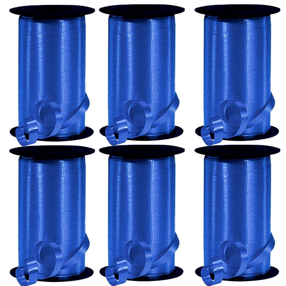 PMU 1500 Yards x 3/8in Royal Blue Crimped Curling Ribbon String for Gift Wrapping Ribbon Balloon String Birthday Celebration Party Presents Decor, Festival Art Craft Accessories (6-250 Yard Rolls)