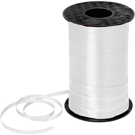 PMU 500 Yards x 3/16in White Crimped Curling Ribbon String for Gift Wrapping Ribbon Balloon String Birthday Celebration Party Presents Decor, Festival Art Craft Accessories (1-500 Yard Rolls)