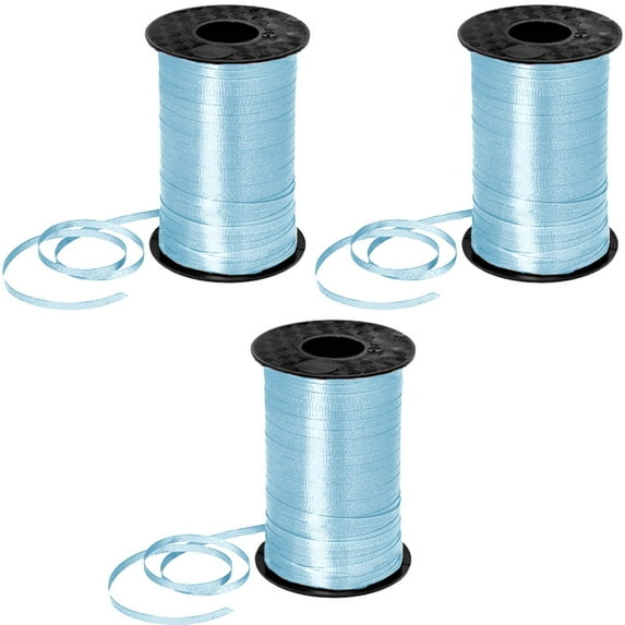 PMU Curling Ribbon - Crimped Texture Curling Ribbons for Gift Box Wrapping, Florist Flowers, Birthday Party Decorations, Festival Art Craft & Christmas Décor - Light Blue 3/16 Inch X 500 Yards, Pkg/3