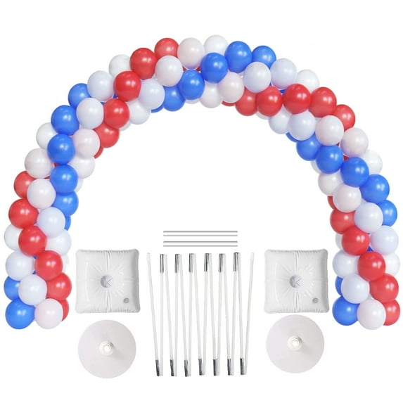 PMU DIY Professional Balloon Arch Deluxe Kit (Red, White and Blue) Patriotic Themed Balloon Arch for Party Decoration 1 Set Arch Kit with 100pcs 9in Latex Balloon Included