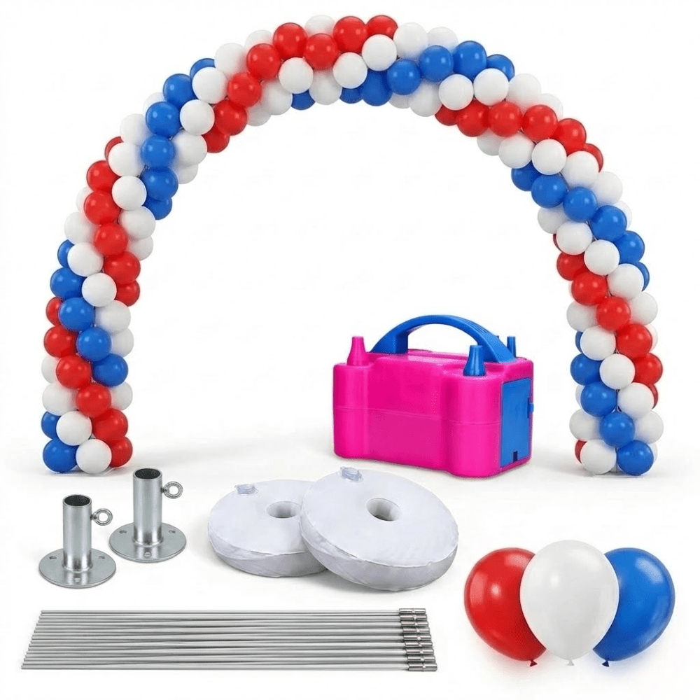 PMU DIY Professional Balloon Arch Premiere Kit (Patriotic Red, White, and Blue) Balloon Garland for Party Decoration, Decoration Kit for Birthday Party, Graduation, Baby Shower Pkg/1