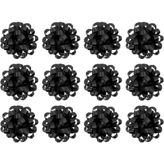 PMU Decorative Confetti Gift Bows, 4-1/4 Inch Large, Black (12/Pkg) Pkg/1