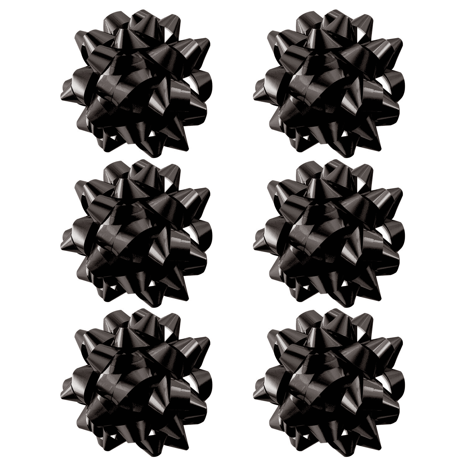 PMU Decorative Confetti Gift Bows 6 Inch 35 Loops Black (6/Pkg) Pkg/1