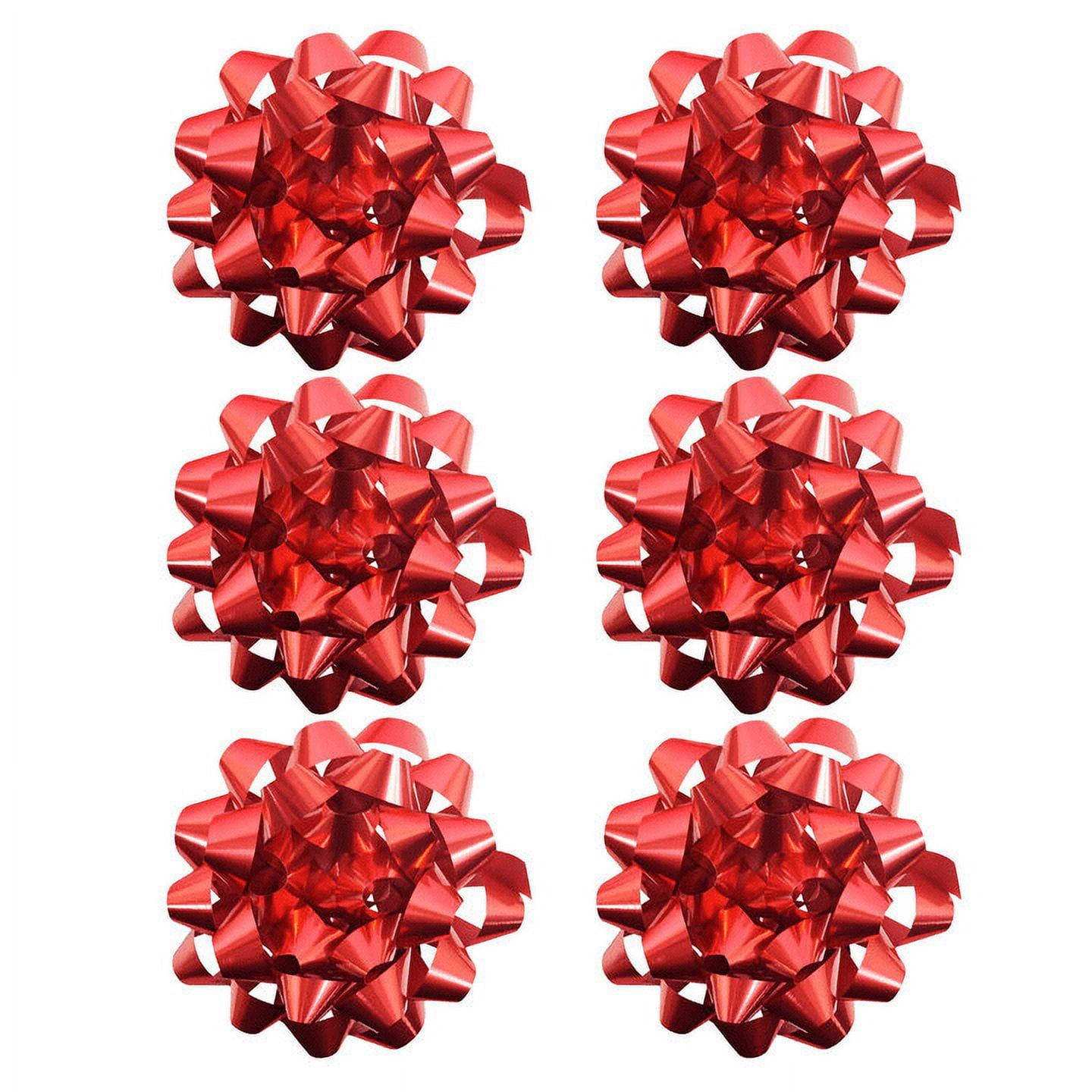 PMU Decorative Confetti Gift Bows 6 Inch 35 Loops Metallic Red (6/Pkg) Pkg/1