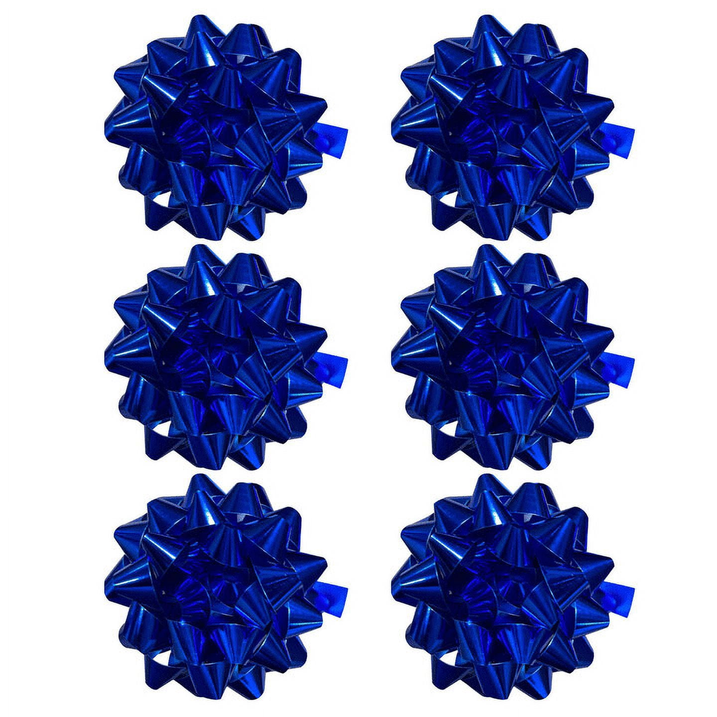 PMU Decorative Confetti Gift Bows 6 Inch 35 Loops Metallic Royal (6/Pkg) Pkg/1