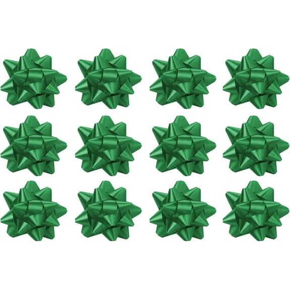 PMU Decorative Star Gift Bows 3-3/4 Inch Medium Emerald Green (12/Pkg) Pkg/1