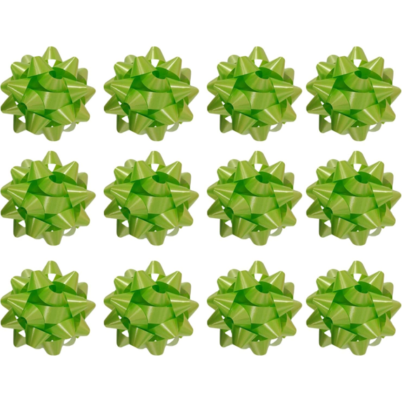 PMU Decorative Star Gift Bows 3-3/4 Inch Medium Lime Green (12/Pkg) Pkg/1