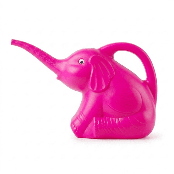 PMU 2-Quart Elephant Watering Can – Durable Plastic Garden Watering Can for Indoor & Outdoor Plants, Easy-Pour Spout, Large Water Pot, Pink