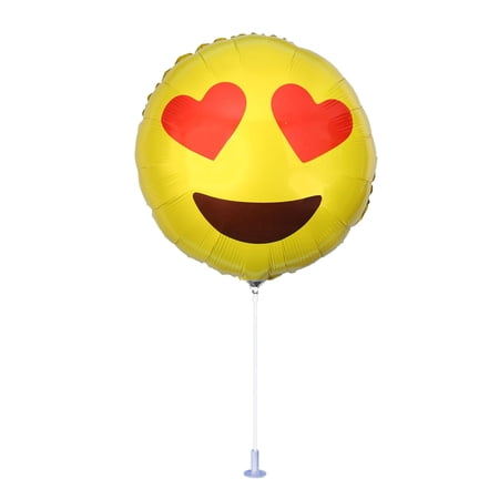 PMU Smiley Face Balloons 9 inch Pre-Inflated Emoji Smile Balloon with Stick and Fringe Ribbons Smiley Happy Face Decoration for Birthday Wedding Anniversary Bachelorette (Heart Shaped Eyes)