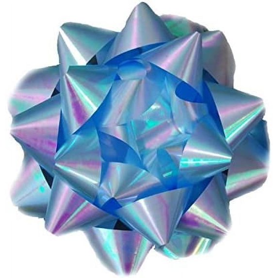 PMU Extra Large Gift Bow 13 Inch Pastel Blue Iridescent Mega Bow for Cars, Birthday Presents, Christmas Presents, Large Gift Wrapping Pkg/1