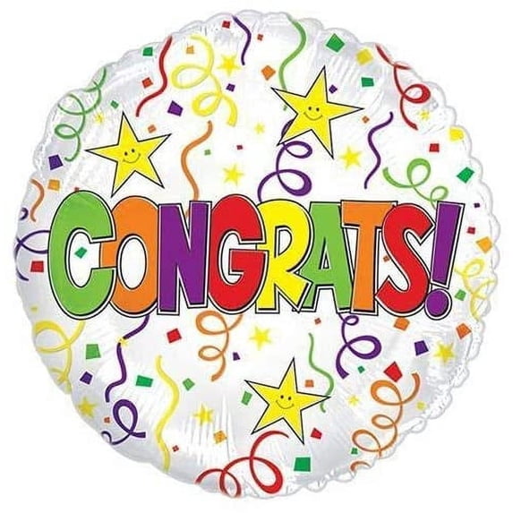 PMU Festive Congrats 18 Inch Mylar-Foil Balloon Pkg/25